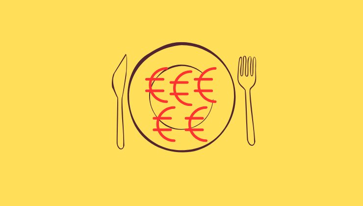 Piatto, forchetta e coltello stilizzati